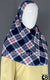 Navy Blue, Off-White and Pink Plaid- Printed Teen to Adult (Large) Hijab Al-Amira (1-piece style)