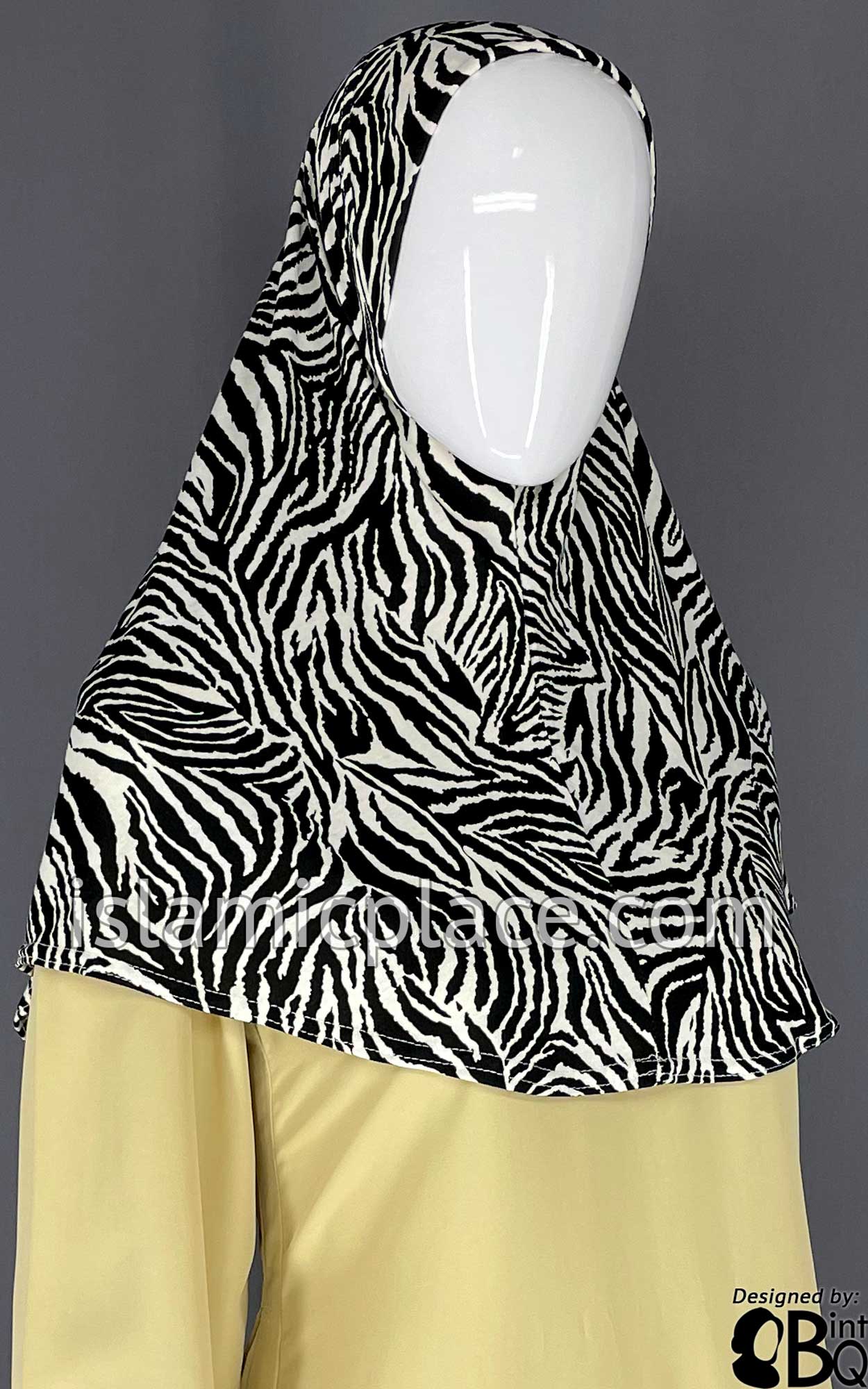Black and White Zebra Print- Printed Teen to Adult (Large) Hijab Al-Amira (1-piece style)