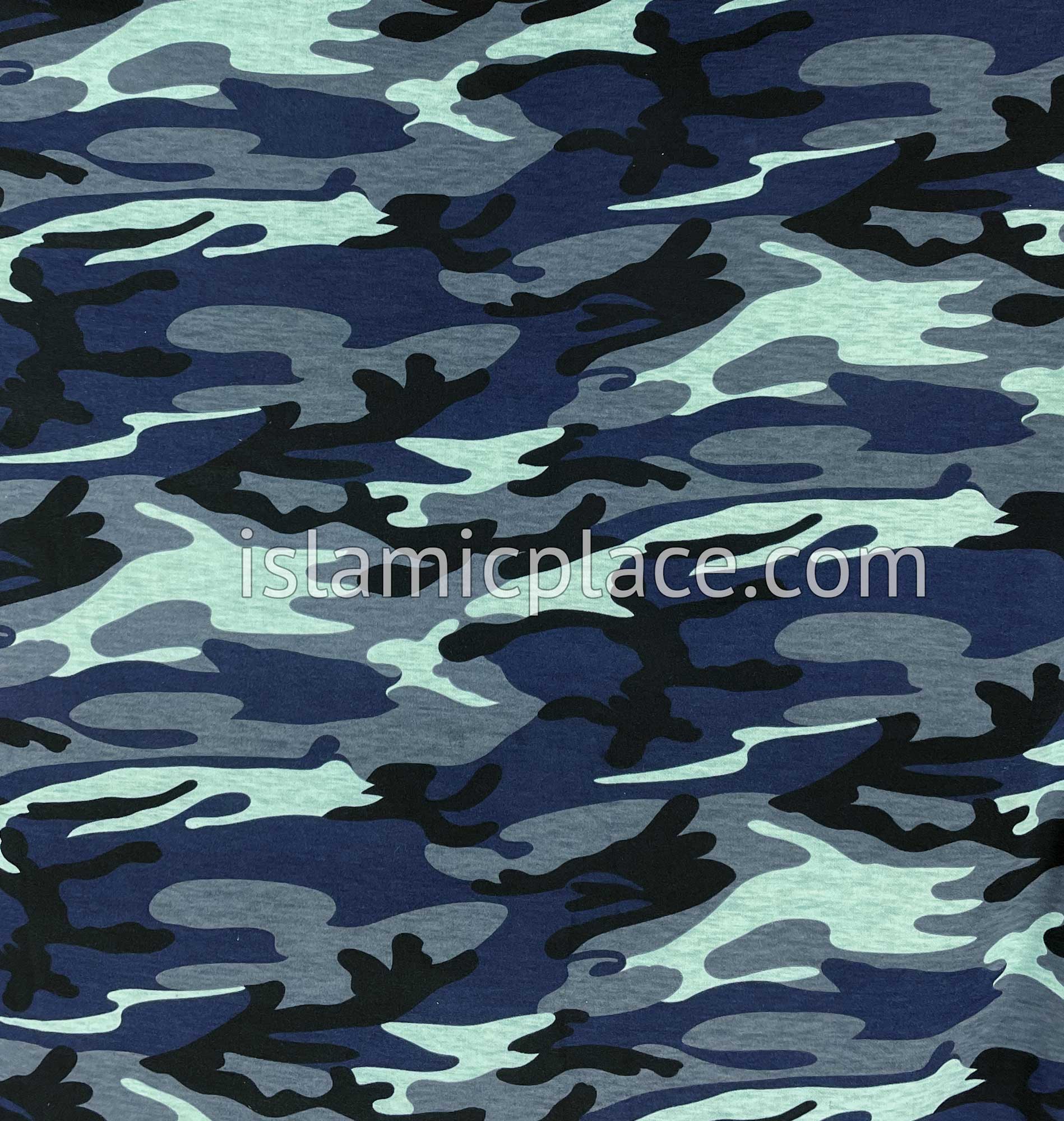 Navy Blue, Charcoal Gray and Baby Blue Camouflage Design- Printed Teen to Adult (Large) Hijab Al-Amira (1-piece style)