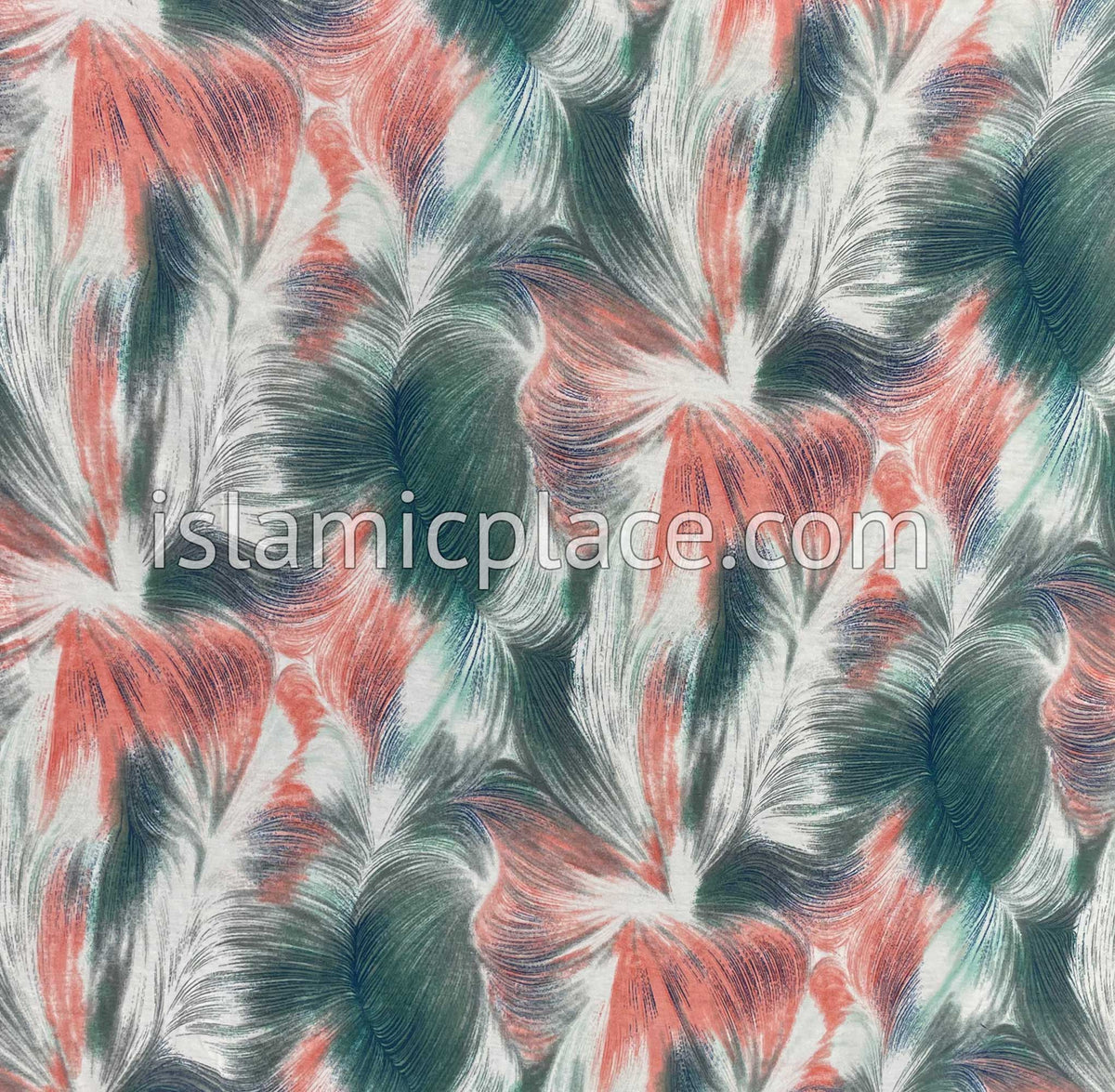 Coral, Ocean Green and Navy Blue Truffula Design- Printed Teen to Adult (Large) Hijab Al-Amira (1-piece style)