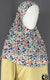 Navy Blue, Coral, and Yellow Floral Design- Printed Teen to Adult (Large) Hijab Al-Amira (1-piece style)