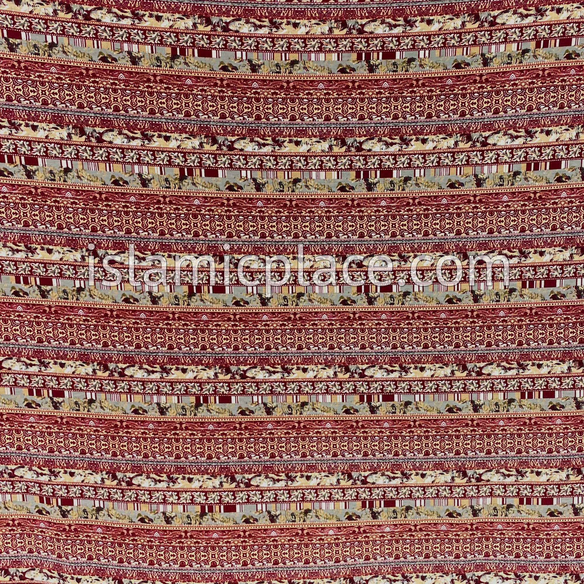 Burgundy, Gray and Tan Multi Pattern- Printed Teen to Adult (Large) Hijab Al-Amira (1-piece style)