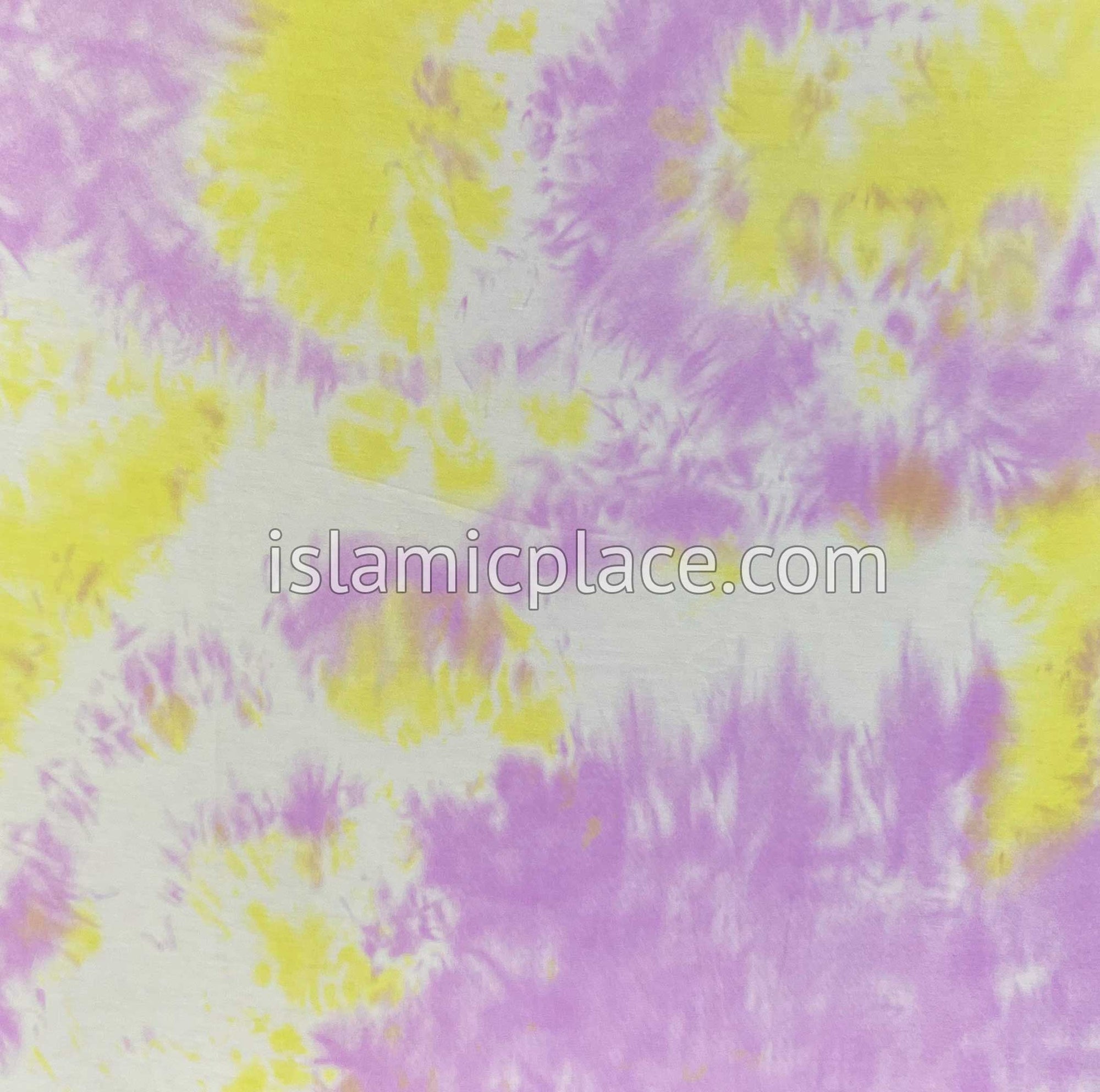 Light Cabaret, Yellow and White Tie-Dye Design- Printed Teen to Adult (Large) Hijab Al-Amira (1-piece style)