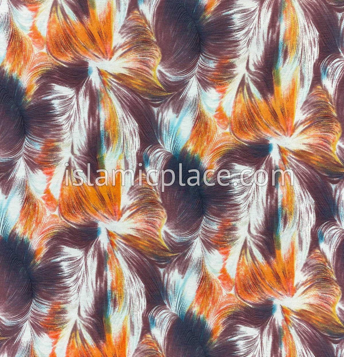 Orange, Mauve, Plum and White Truffula Design - Printed Girl size (1-piece) Hijab Al-Amira