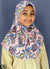 Sky Blue and Yellow Paisley on Pale Pink Base - Printed Girl size (1-piece) Hijab Al-Amira