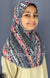 Black, Gray and Coral Multi Pattern - Printed Girl size (1-piece) Hijab Al-Amira