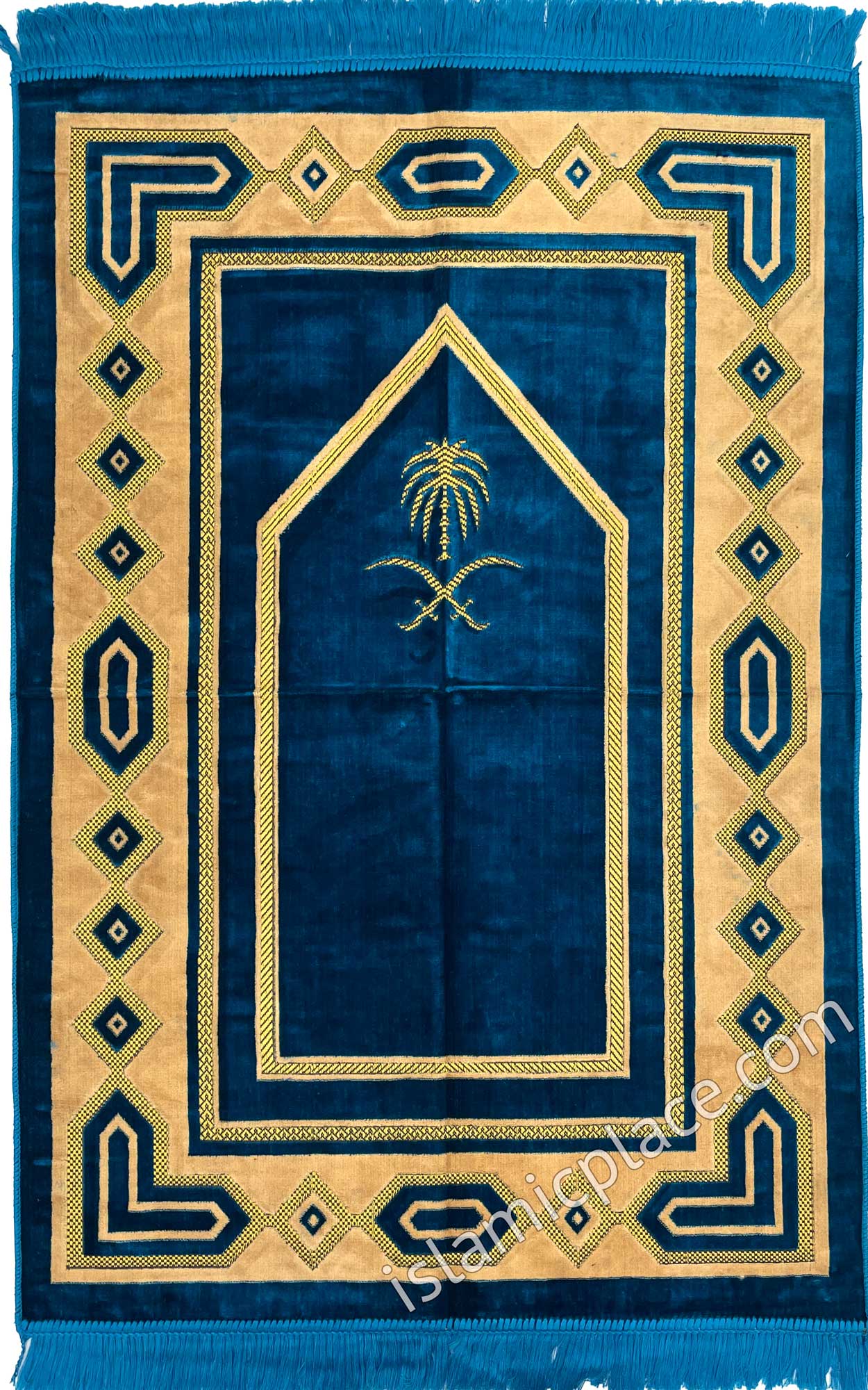Teal Blue Prayer Rug with Saudi Design (Big & Tall size)