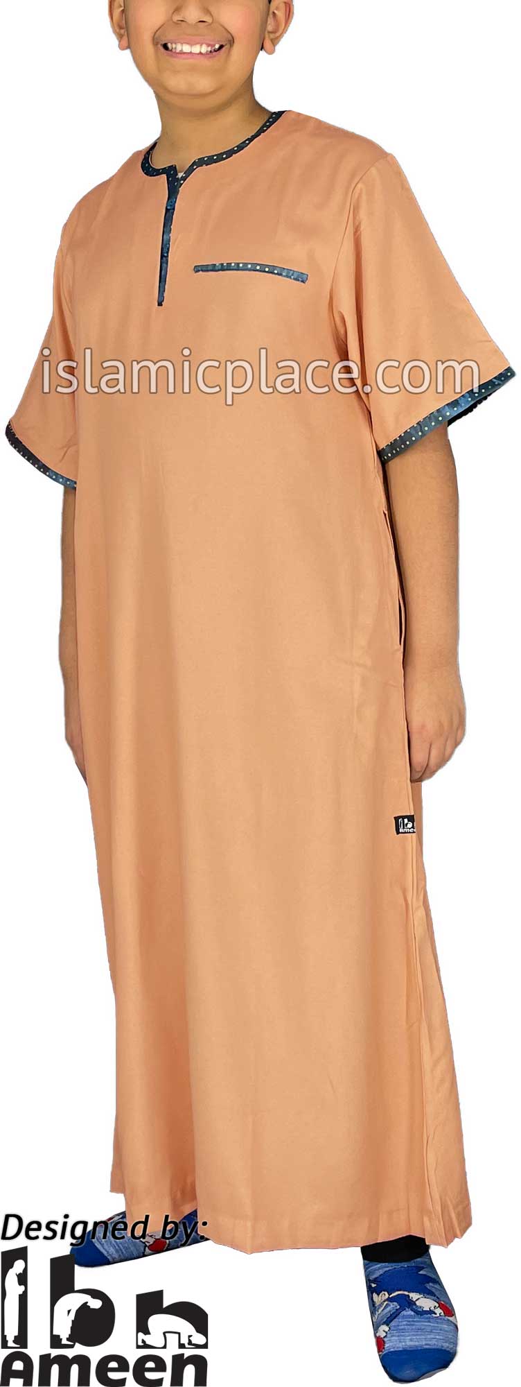 Salmon - Khan Style Boy Short Sleeve Thob by Ibn Ameen