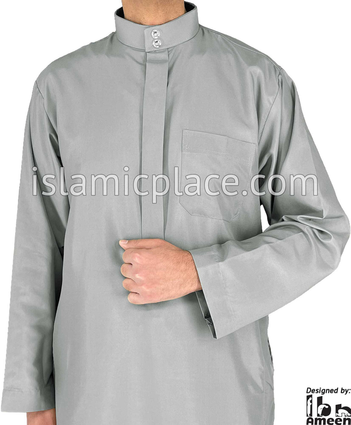 Silver Gray - Aziz Style Men Saudi Thob by Ibn Ameen