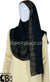 Black with Golden Stones in Design 34 - Georgette Chiffon Shayla Long Rectangle Hijab 30"x70"