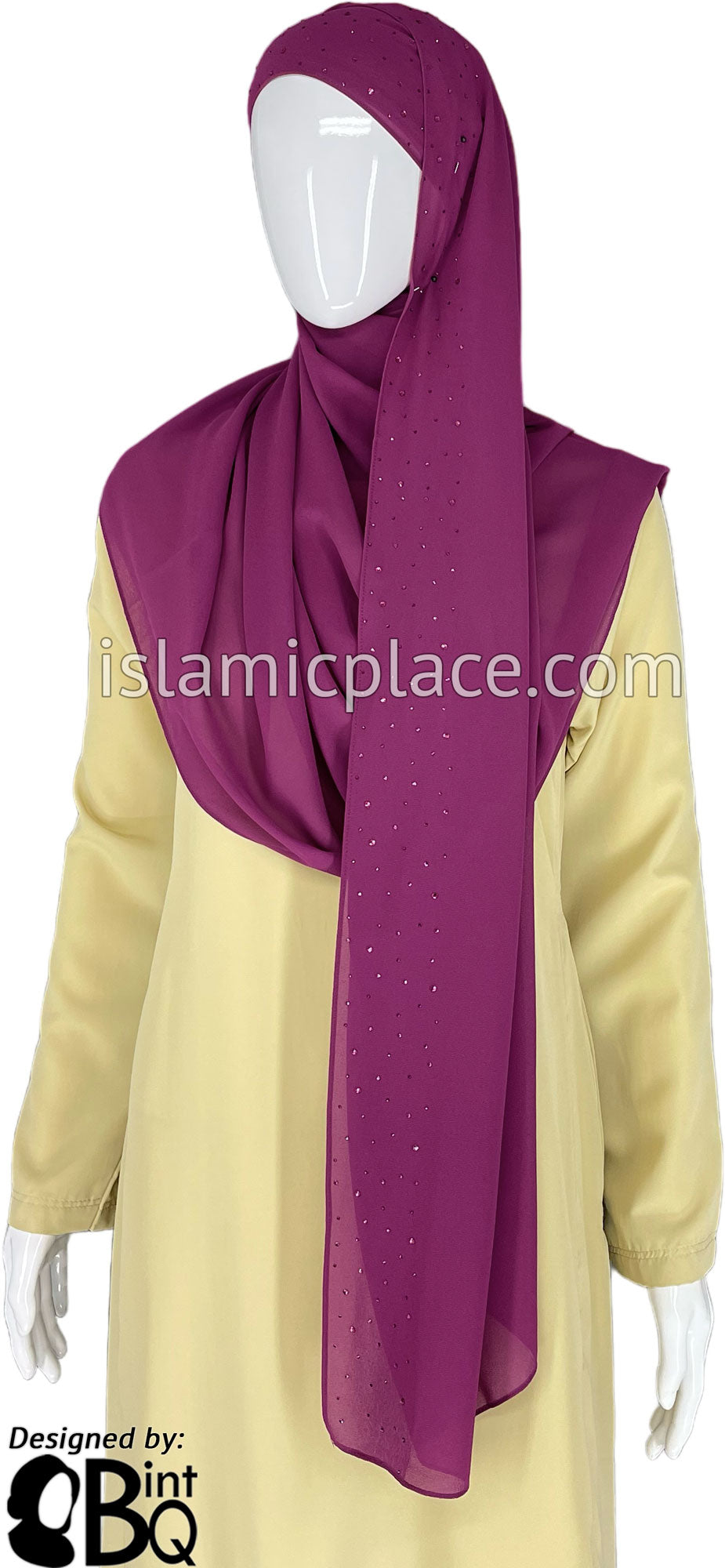 Cabaret with Cabaret Stones in Design 56 - Georgette Chiffon Shayla Long Rectangle Hijab 30"x70"