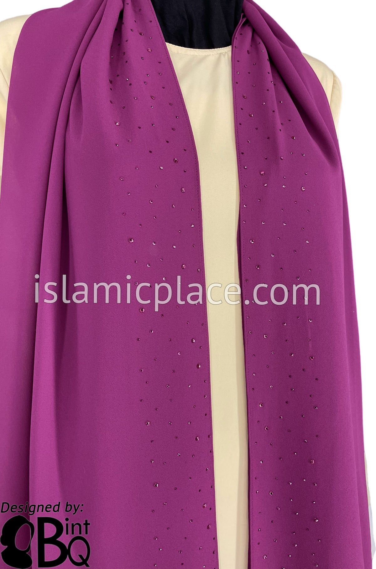 Cabaret with Cabaret Stones in Design 56 - Georgette Chiffon Shayla Long Rectangle Hijab 30"x70"