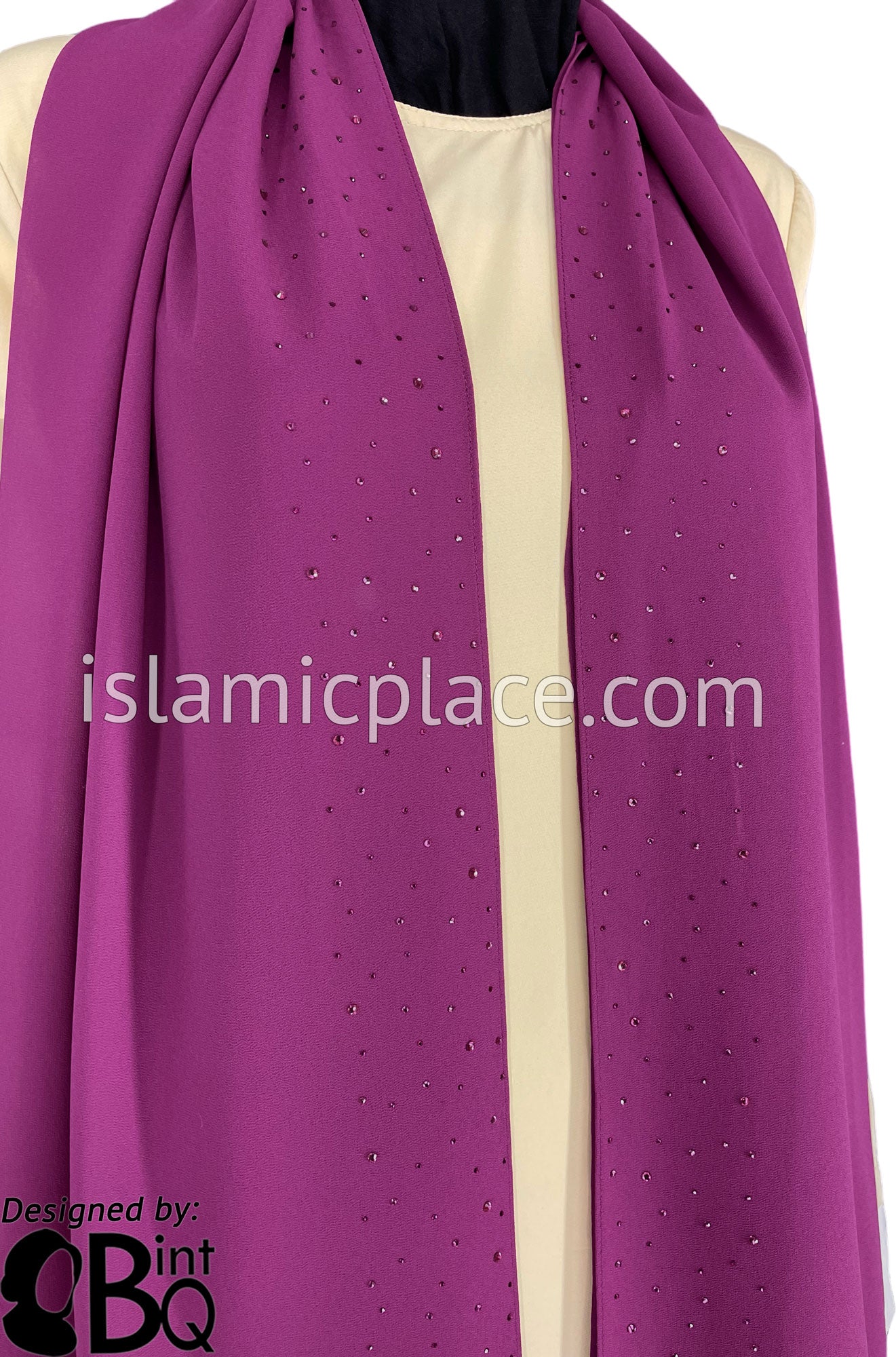 Cabaret with Cabaret Stones in Design 56 - Georgette Chiffon Shayla Long Rectangle Hijab 30"x70"