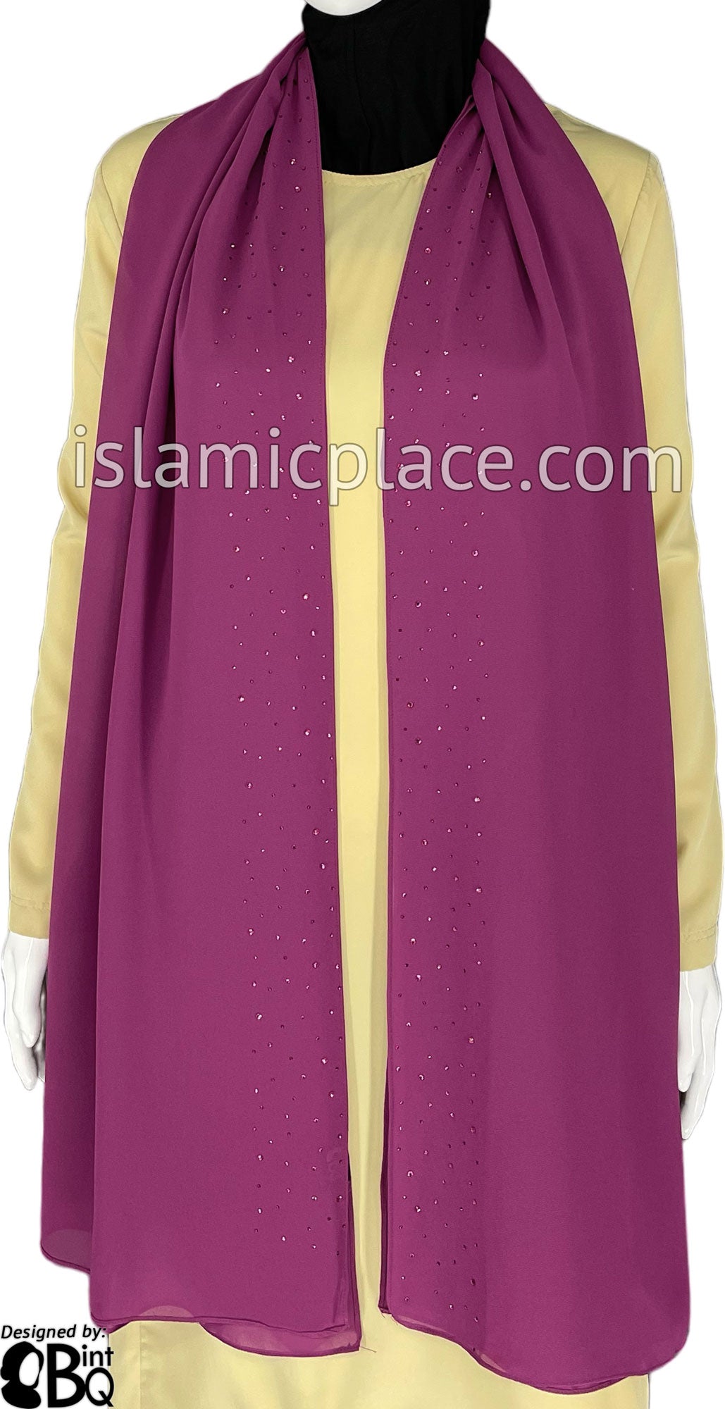 Cabaret with Cabaret Stones in Design 56 - Georgette Chiffon Shayla Long Rectangle Hijab 30"x70"