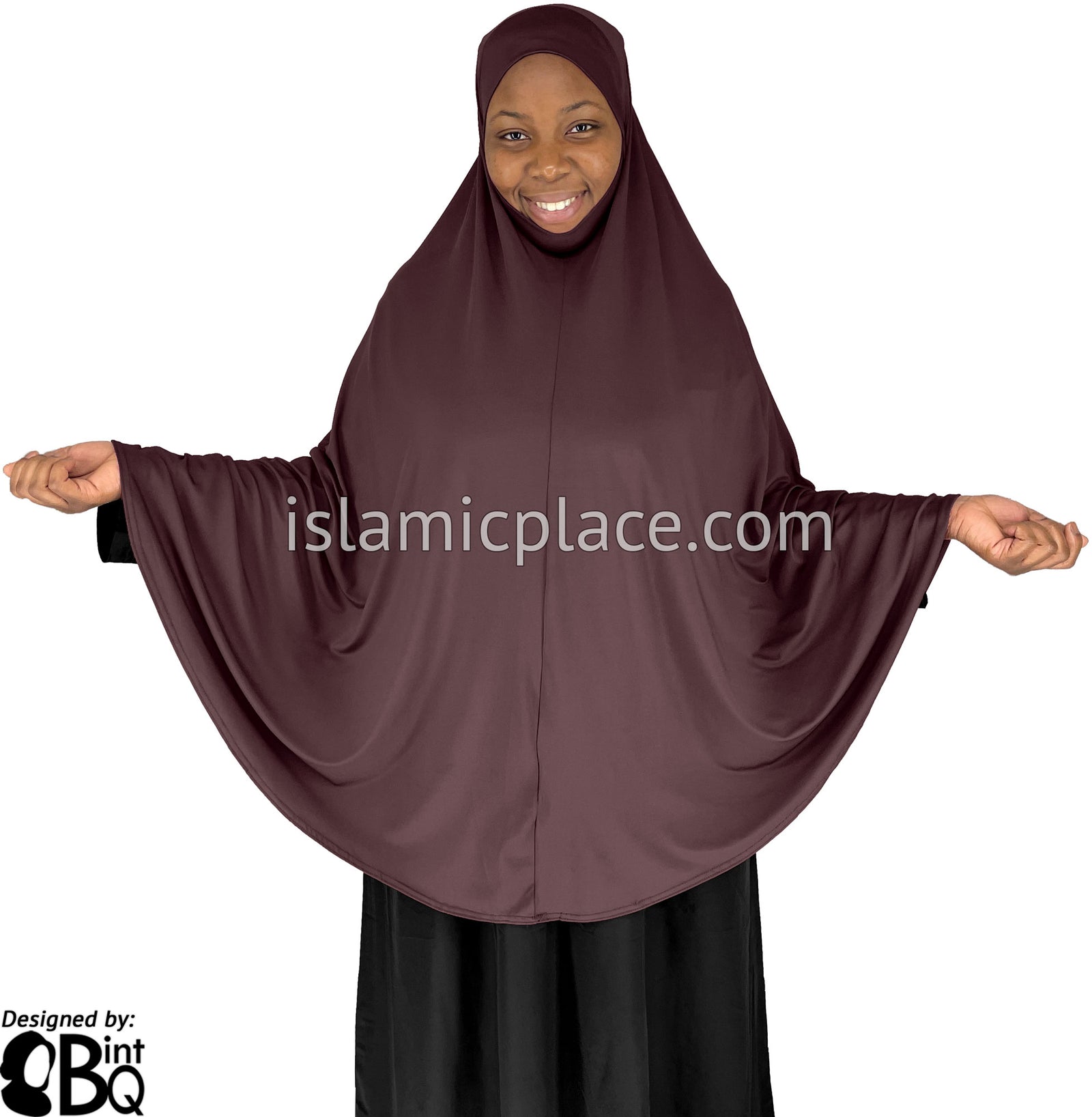 Brown Berry - Plain Overhead Khimar - Extra Long Knee Length