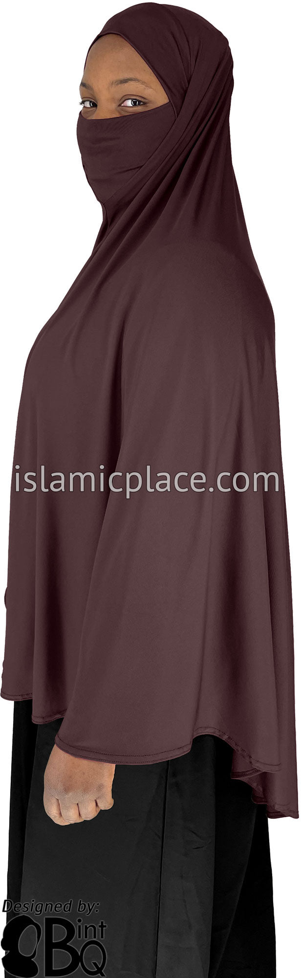 Brown Berry - Plain Overhead Khimar - Extra Long Knee Length