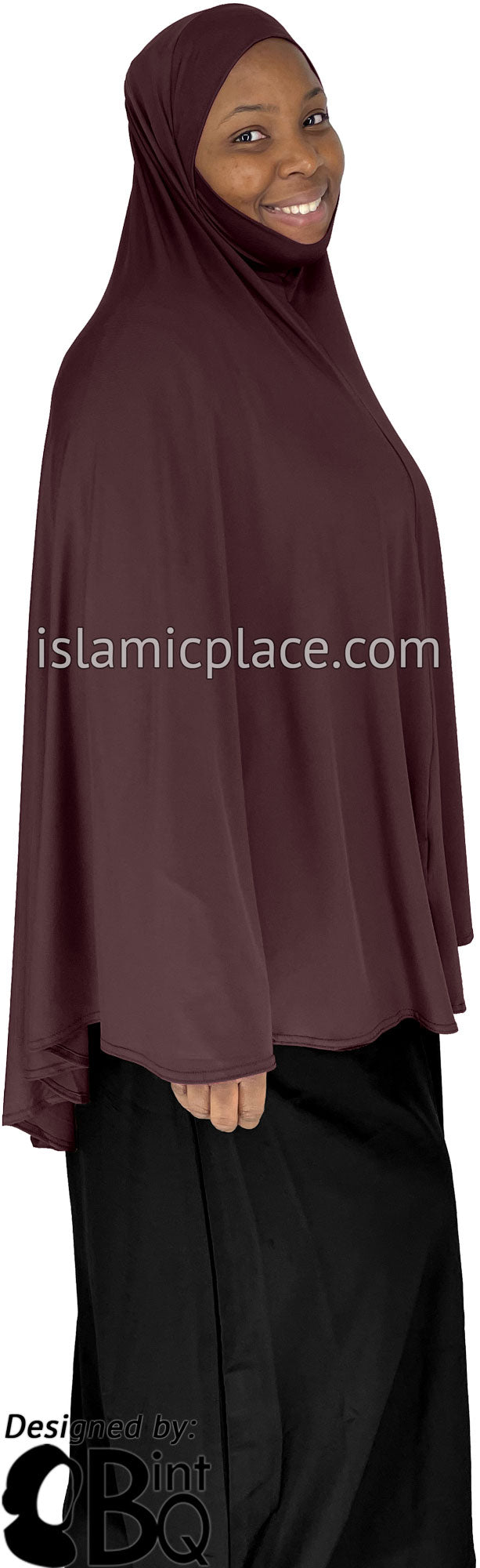 Brown Berry - Plain Overhead Khimar - Extra Long Knee Length