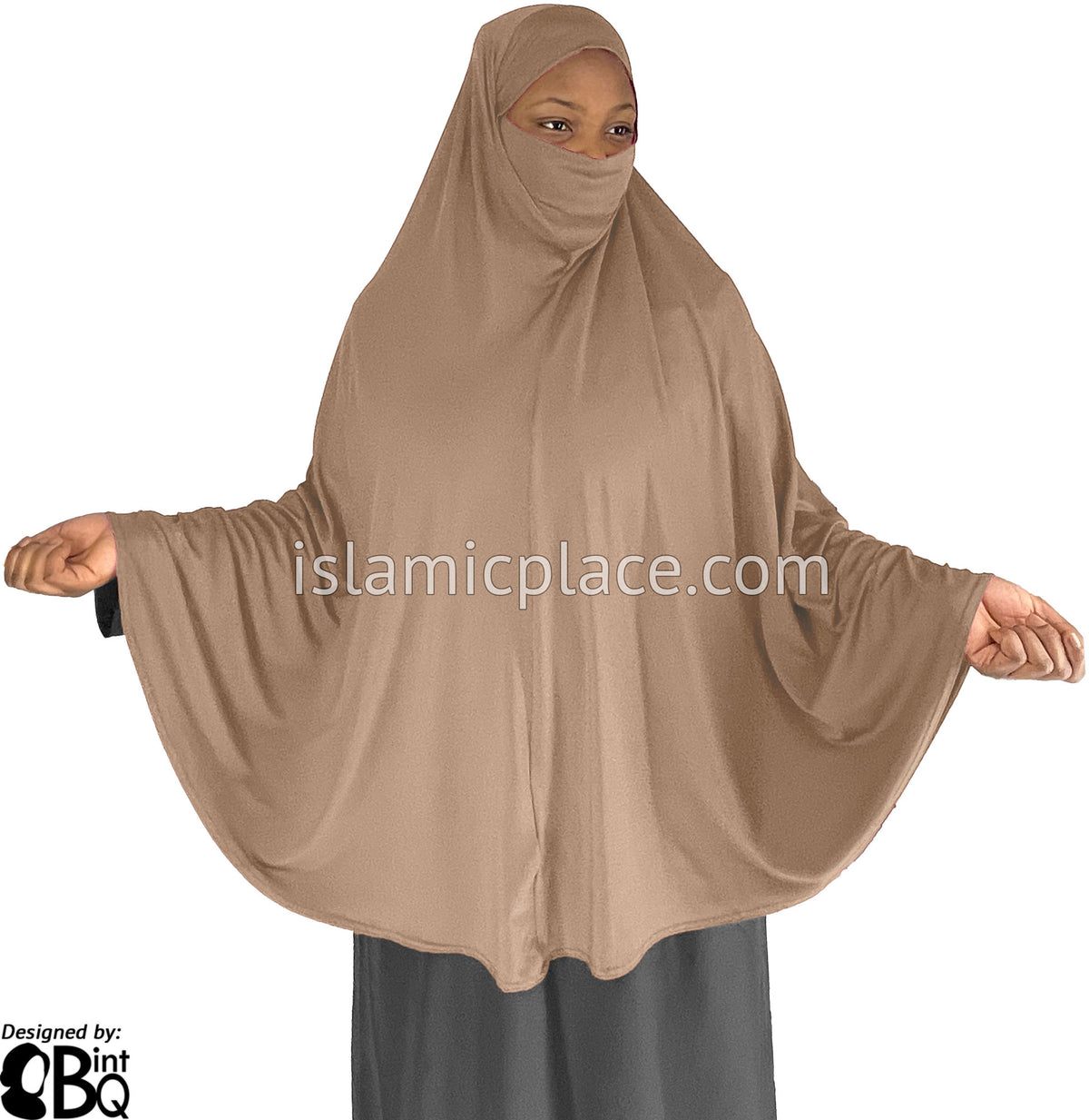 Oyster - Plain Overhead Khimar - Extra Long Knee Length