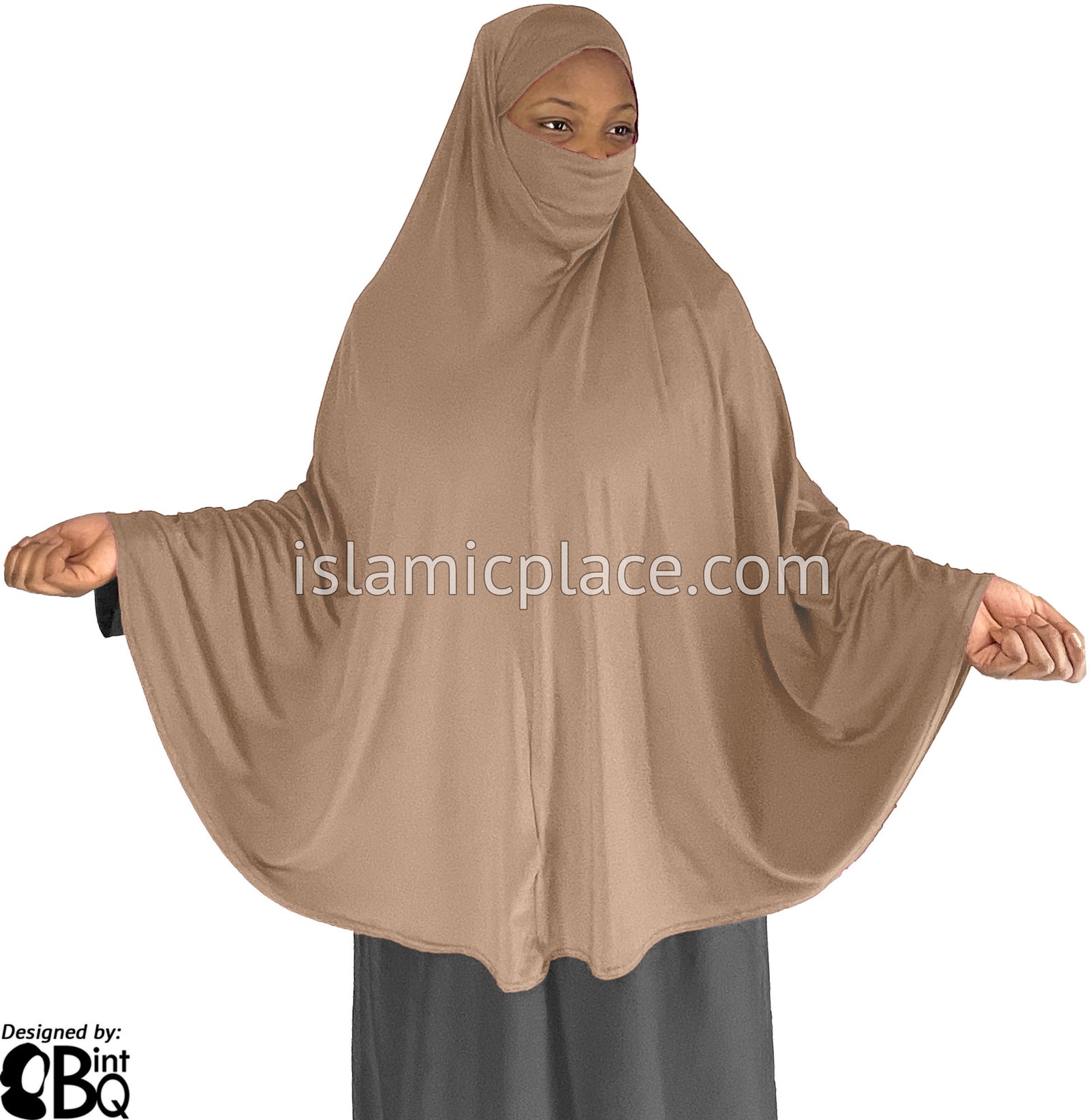 Oyster - Plain Overhead Khimar - Extra Long Knee Length
