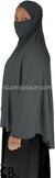 Charcoal Gray - Plain Overhead Khimar - Extra Long Knee Length