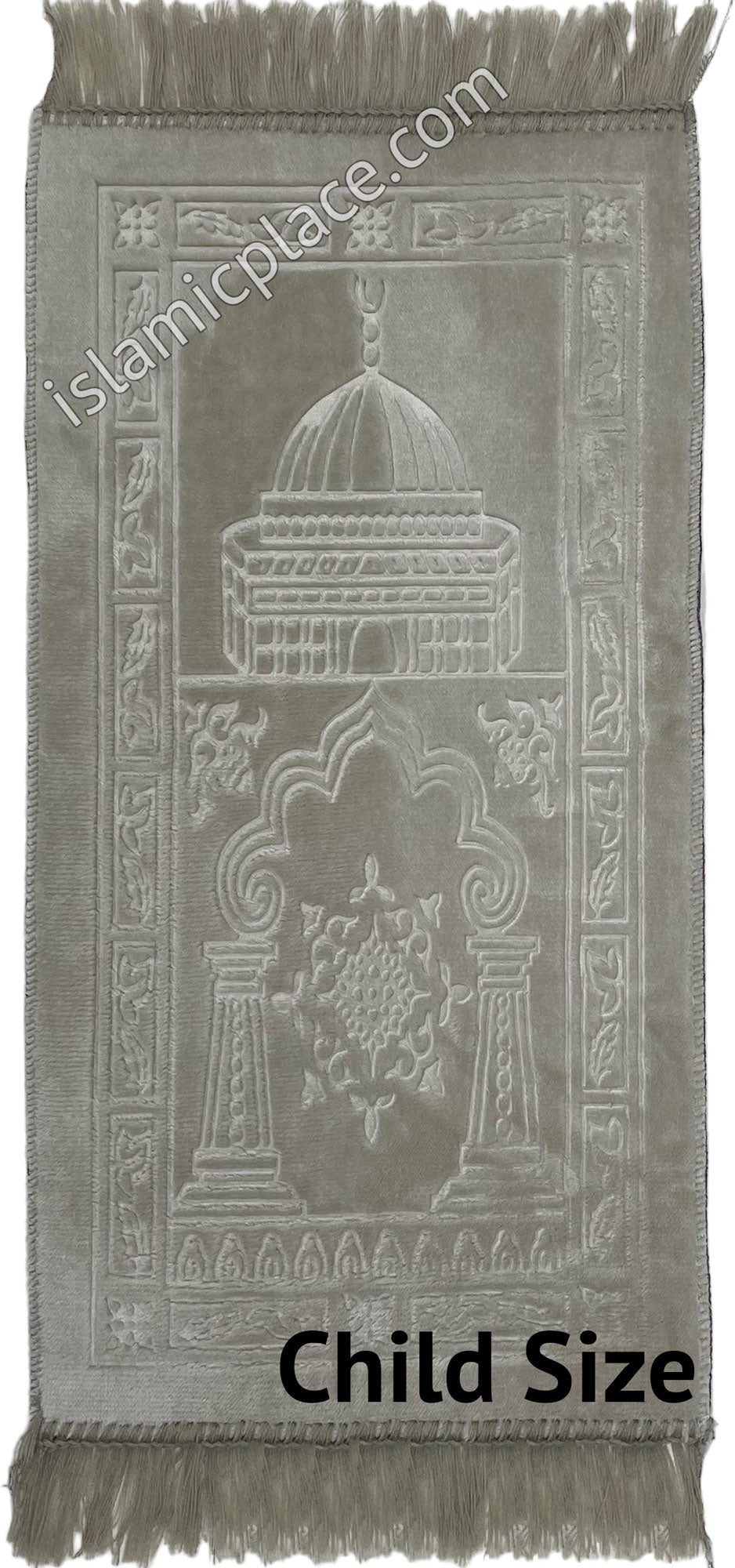 Silver Gray - Orthopedic Padded Foam Cushion Luxurious Prayer Rug (Child Size)