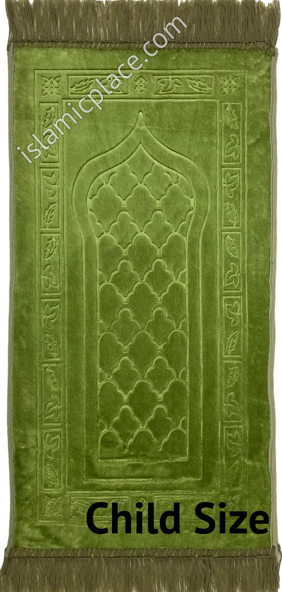 Lime Green - Orthopedic Padded Foam Cushion Luxurious Prayer Rug (Child Size)