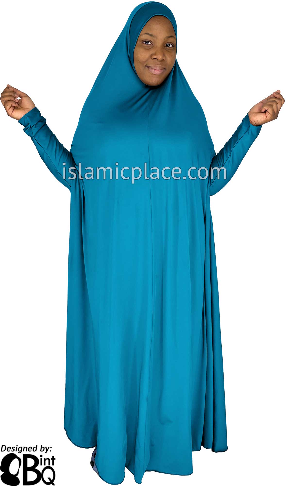 Teal Blue - Plain Overhead Abaya with Cuffs