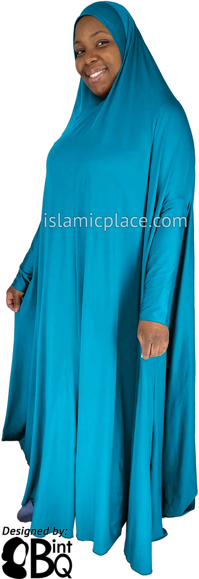 Teal Blue - Plain Overhead Abaya with Cuffs
