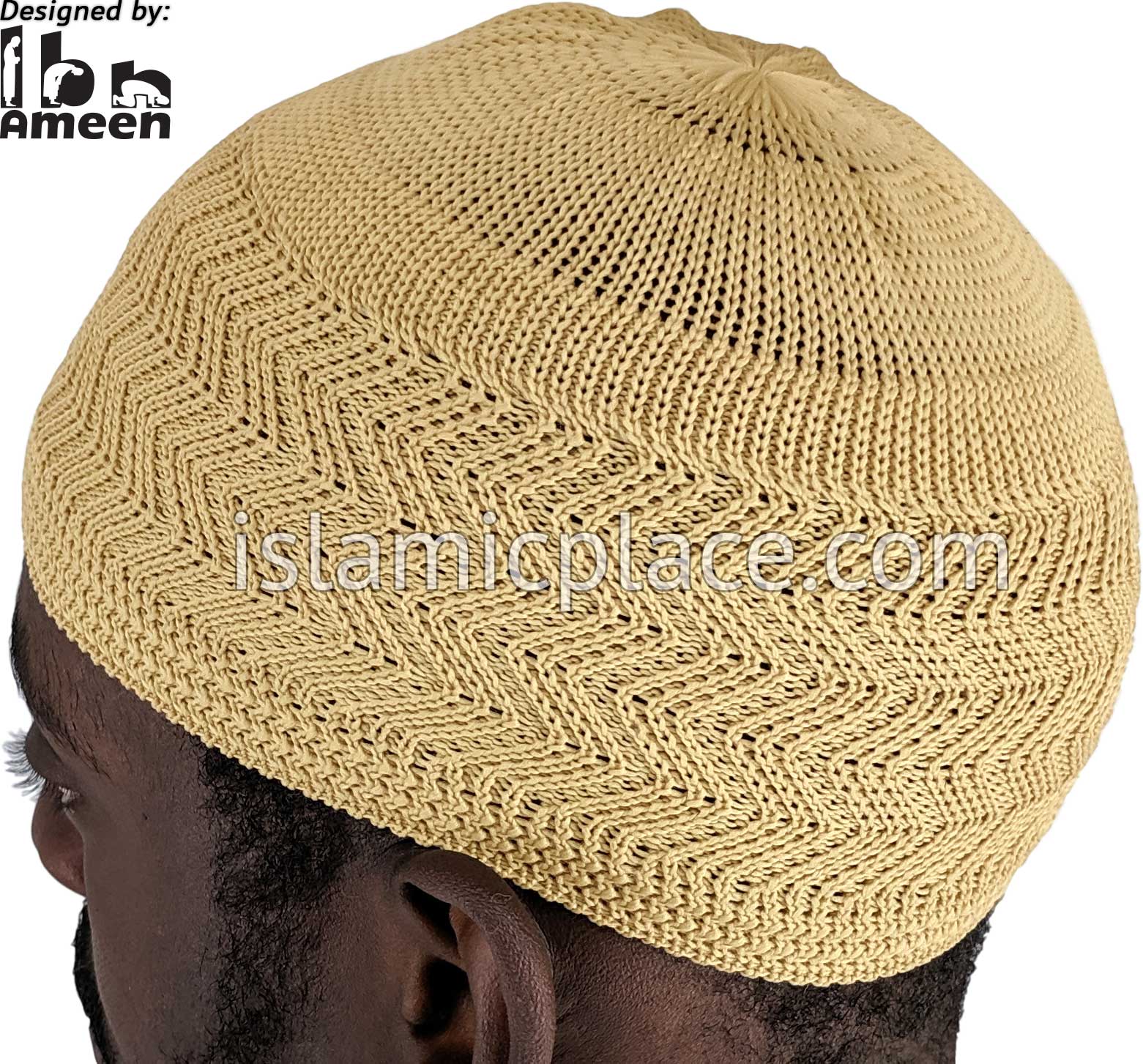 Solid Khaki - Elastic Knitted Ghani Designer Kufi