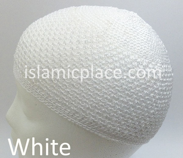 White - Nylon Knitted Solid Kufi