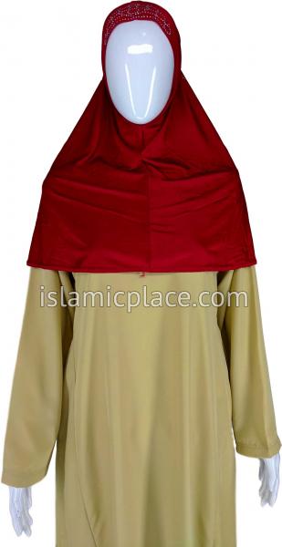Red - Radiant Hijab Al-Amira Teen to Adult (Large) - Design 7
