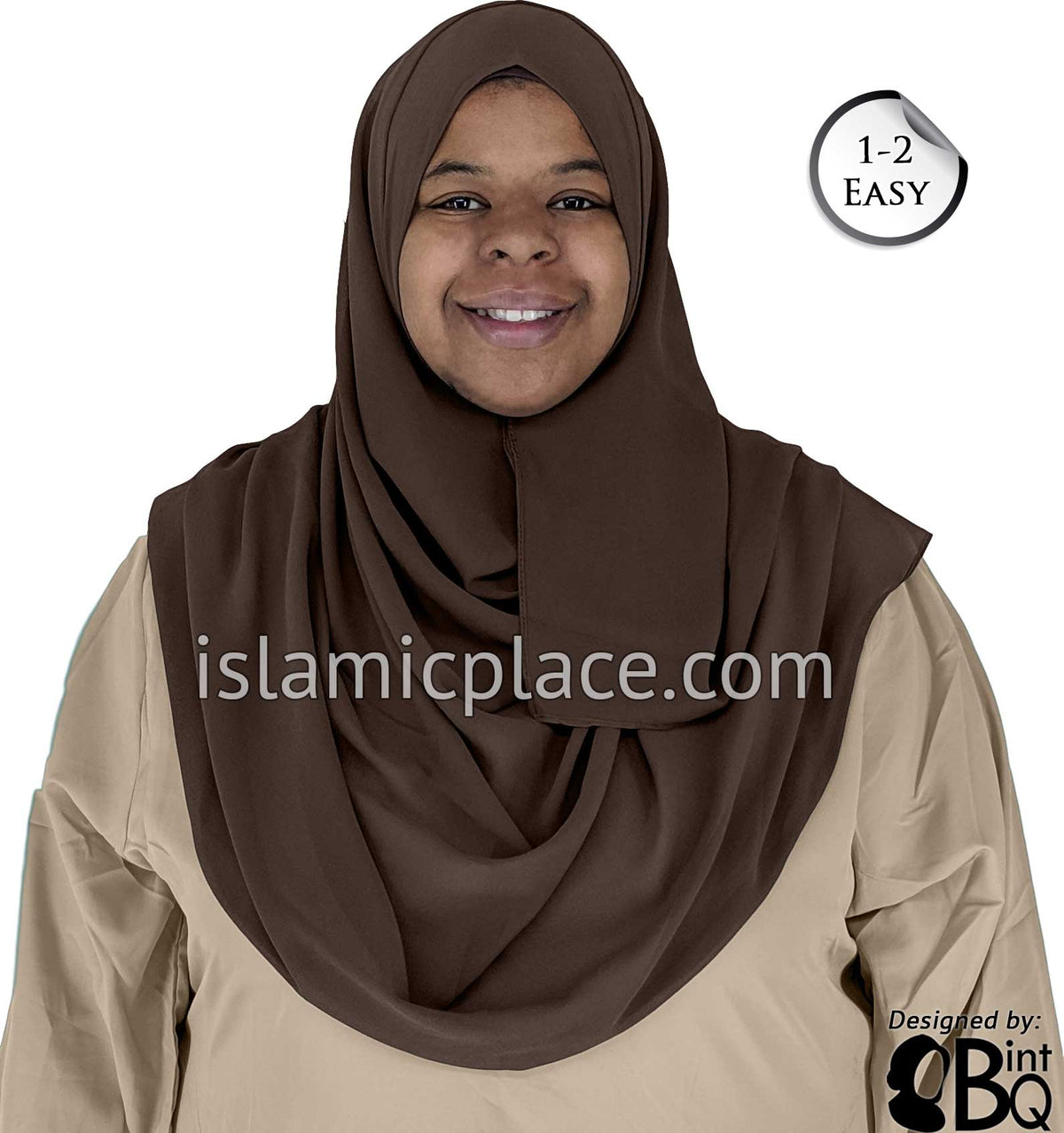 Brown - Salima 1-2 Easy Georgette Shayla Long Rectangle Hijab 30"x70"