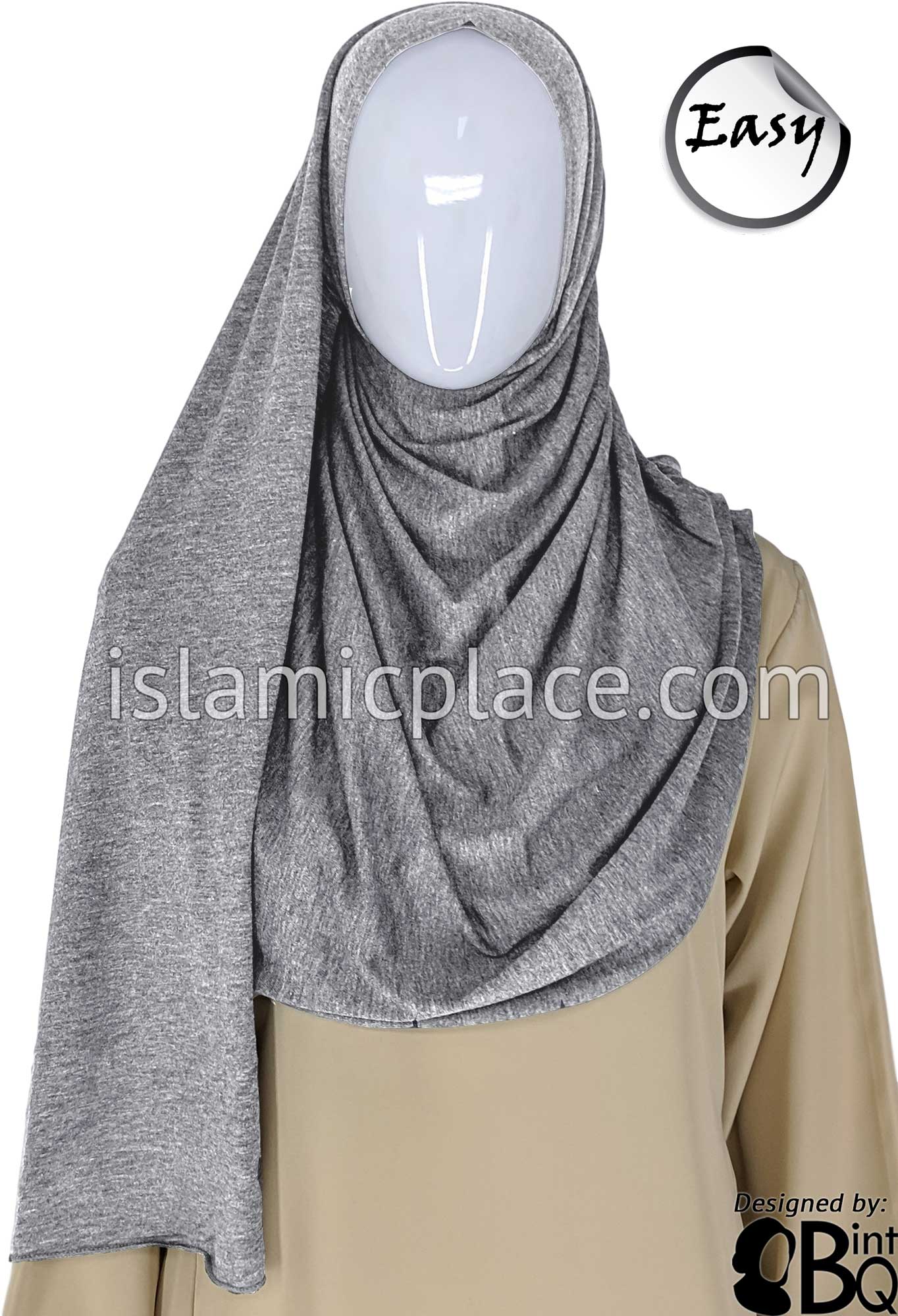 Light Heather Gray Plain - Easy Aisha Jersey Shayla Long Rectangle Hijab 30"x70"