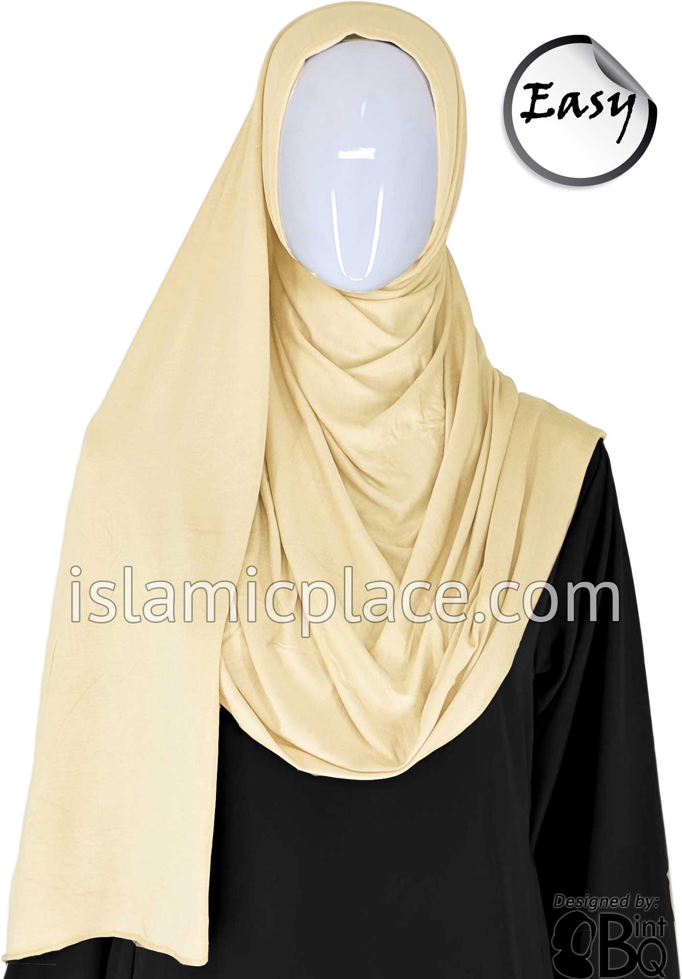 Cream Plain - Easy Aisha Jersey Shayla Long Rectangle Hijab 30"x70"