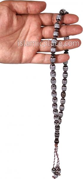 Brown and Silver - Moroccan Design Tasbih Prayer Beads