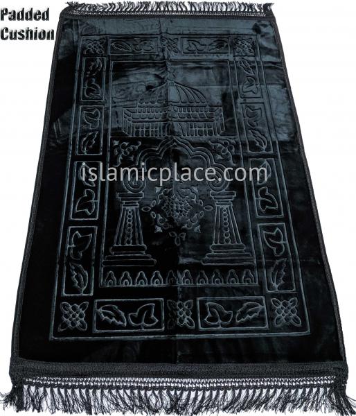 Black - Orthopedic Padded Foam Cushion Luxurious Prayer Rug - The