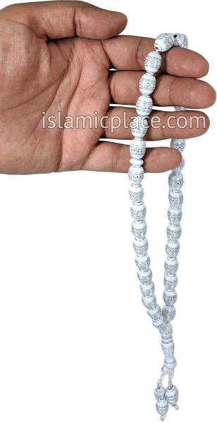 White and Silver - Moroccan Design Tasbih Prayer Beads
