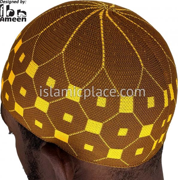 Rust and Gold - Elastic Knitted Khalil Designer Kufi