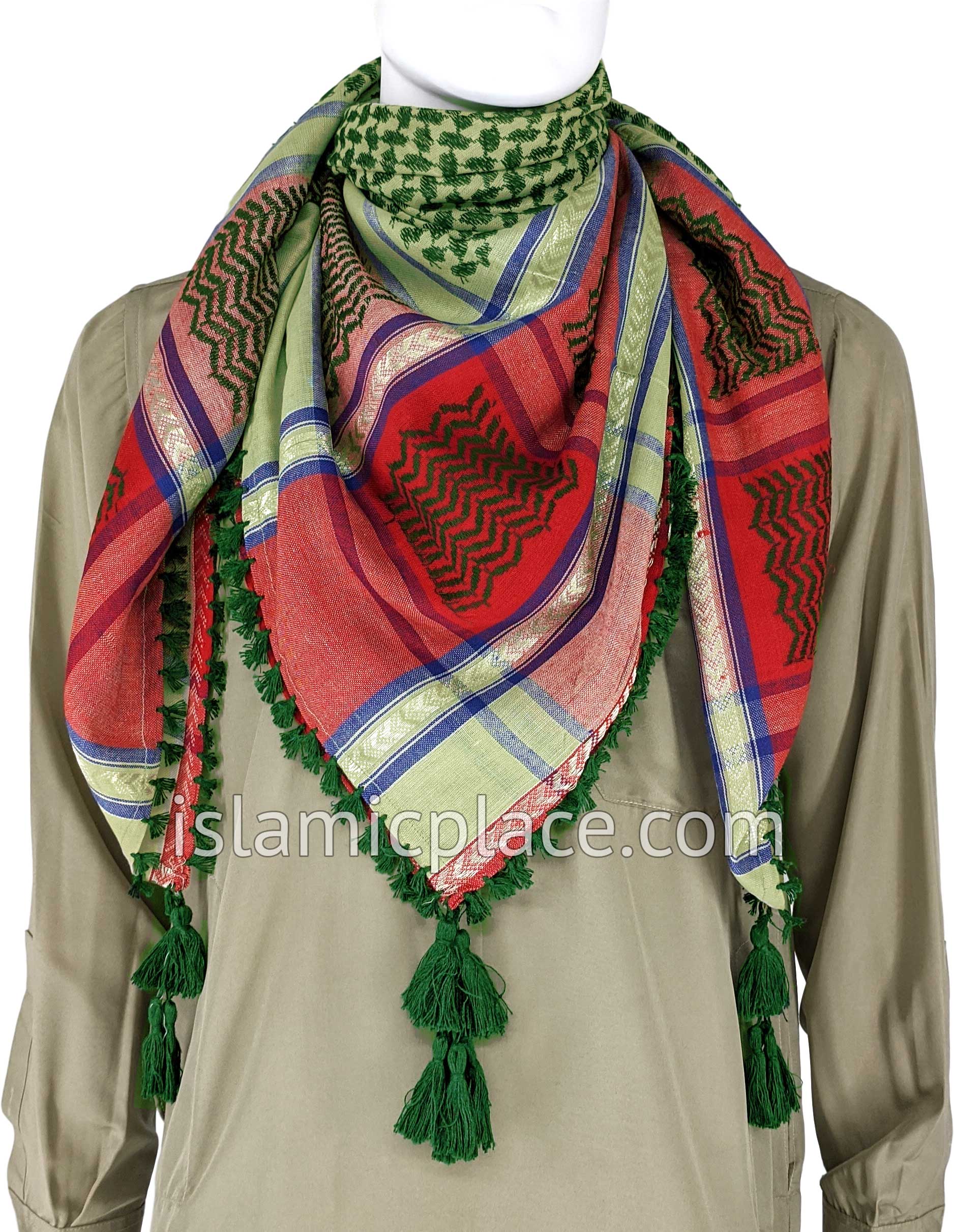 Mint with Red and Green - Malik Collection Men Scarf Kifaya