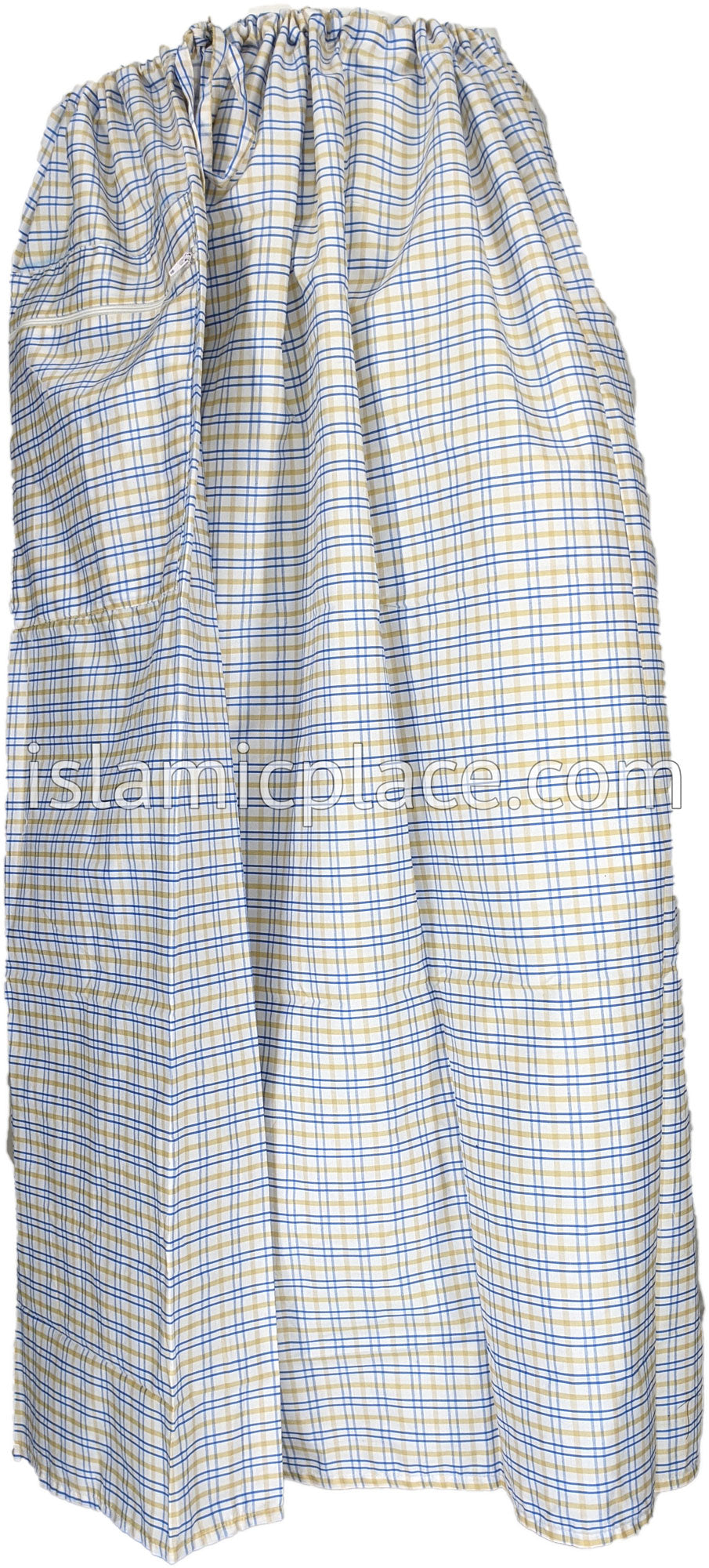 White, Khaki and Blue - Plaid Design Men Lungi Izar