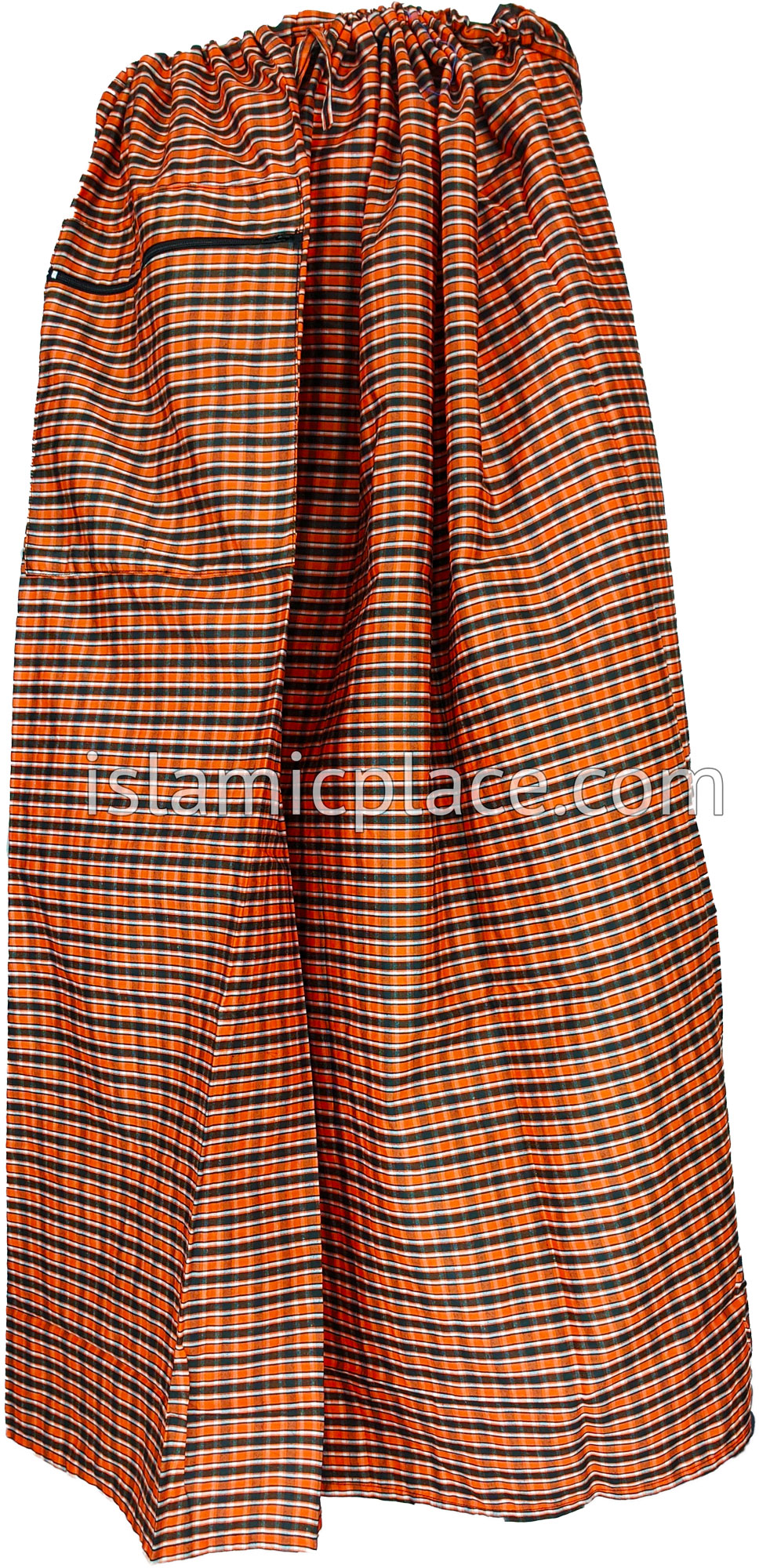 Black, Orange and White - Plaid Design Men Lungi Izar