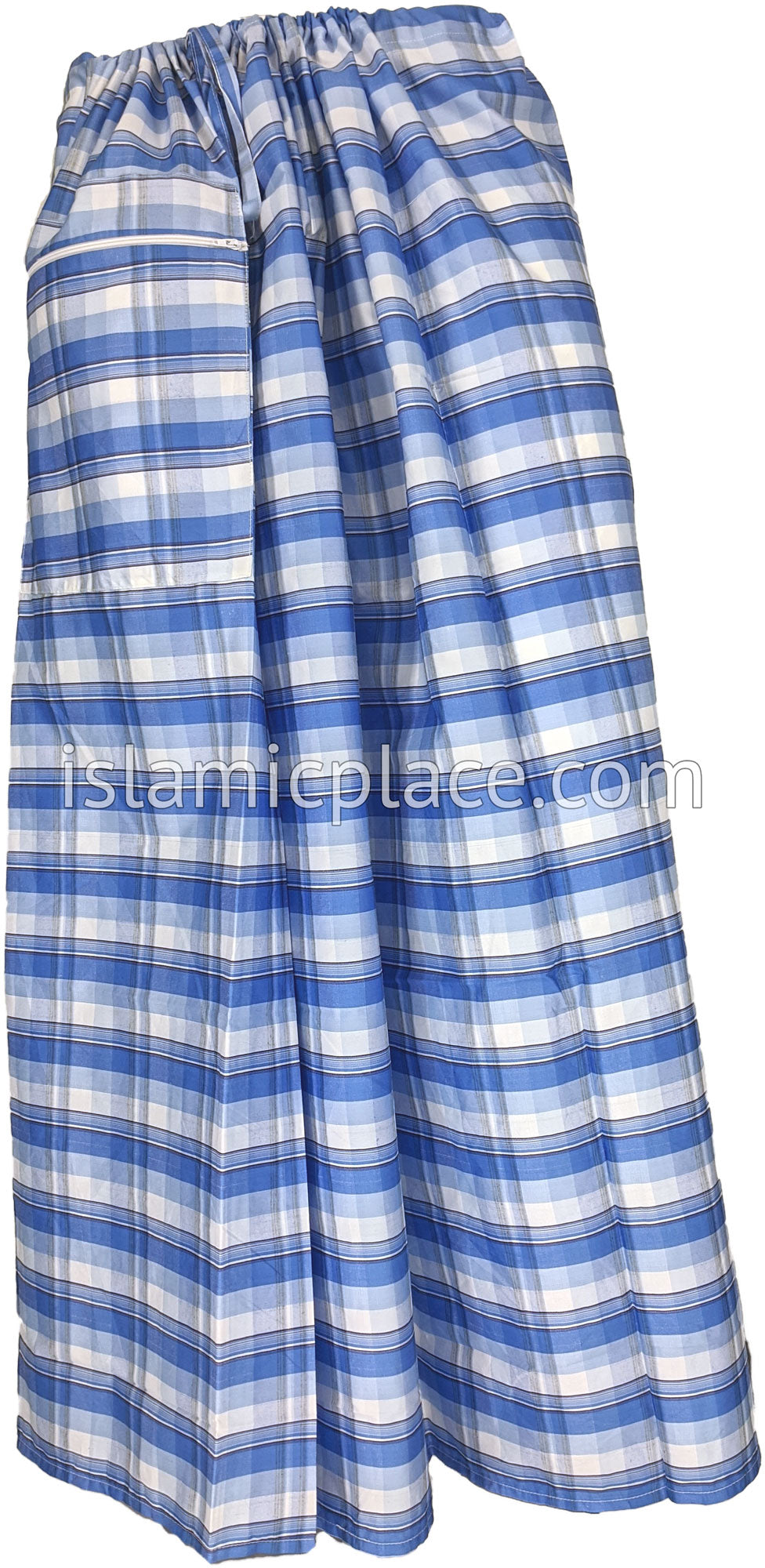 Shades of Blue with White - Plaid Design Men Lungi Izar