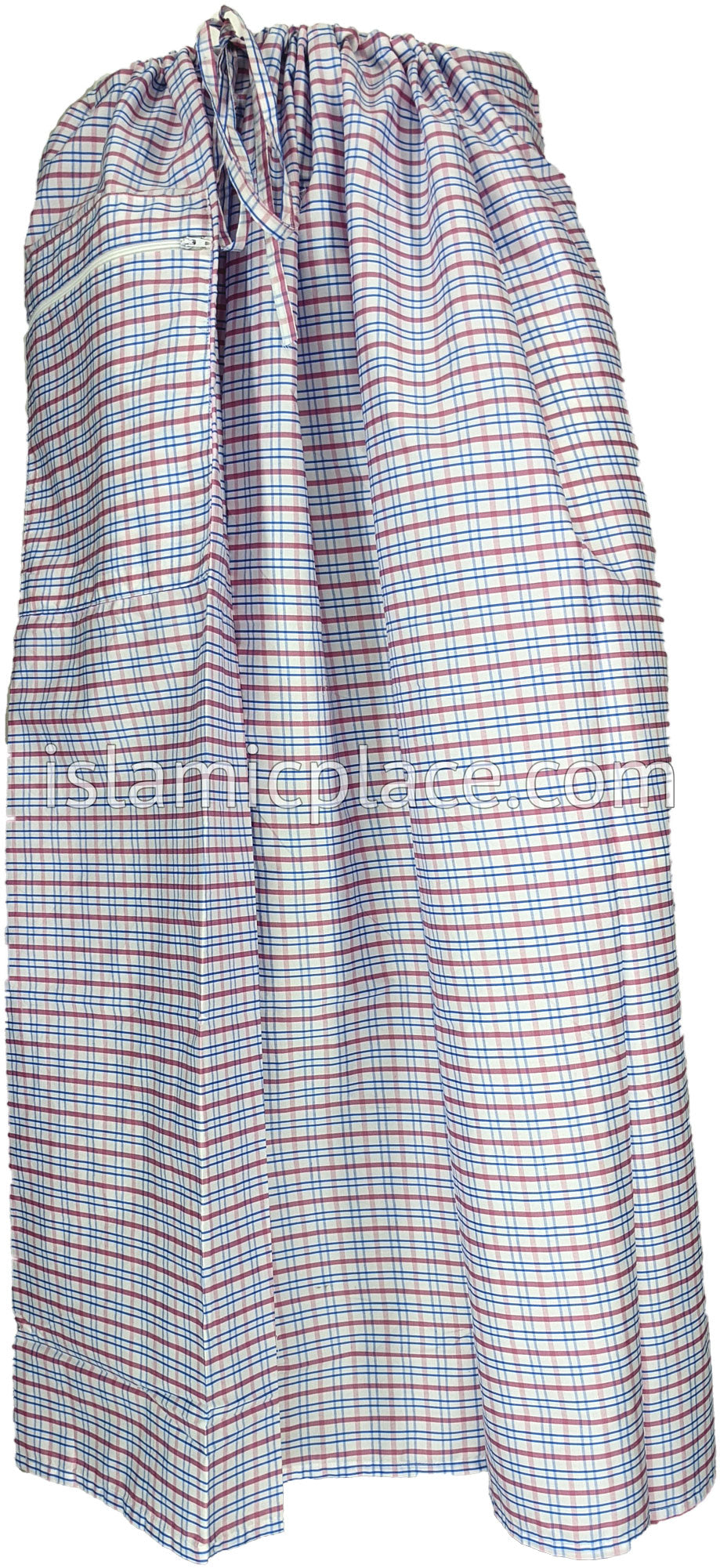 White, Red and Blue - Plaid Design Men Lungi Izar