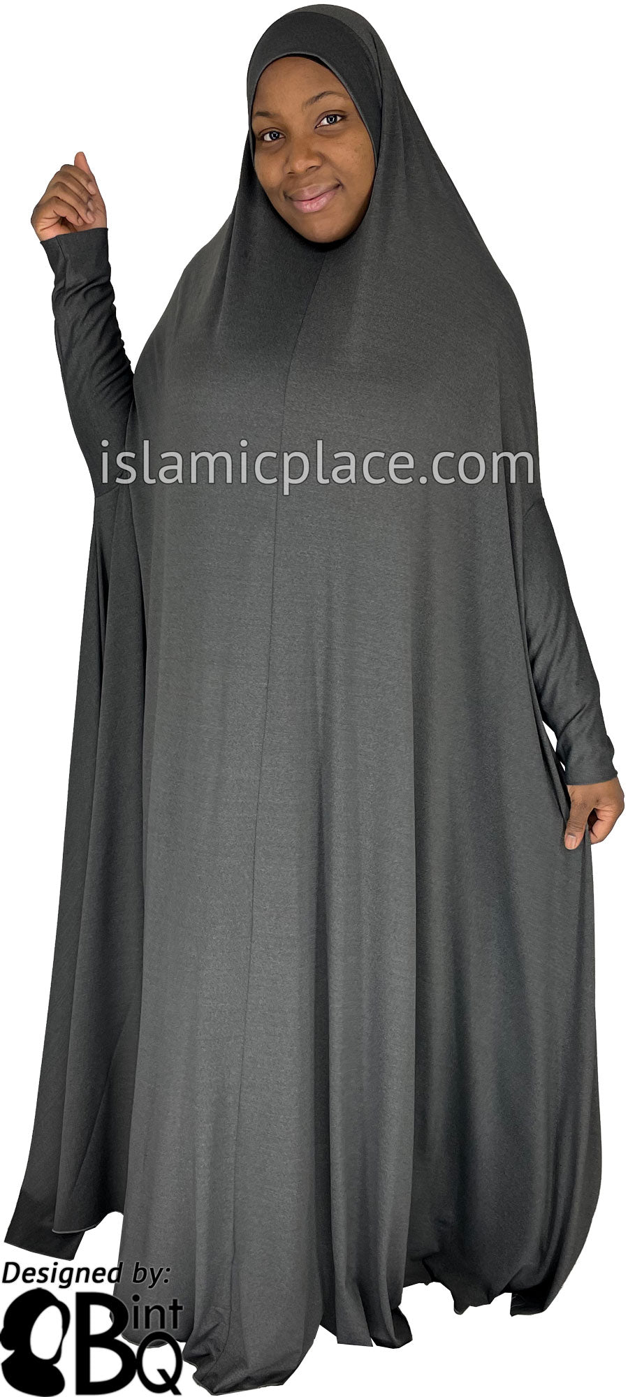 Heather Gray - Plain Overhead Abaya with Cuffs