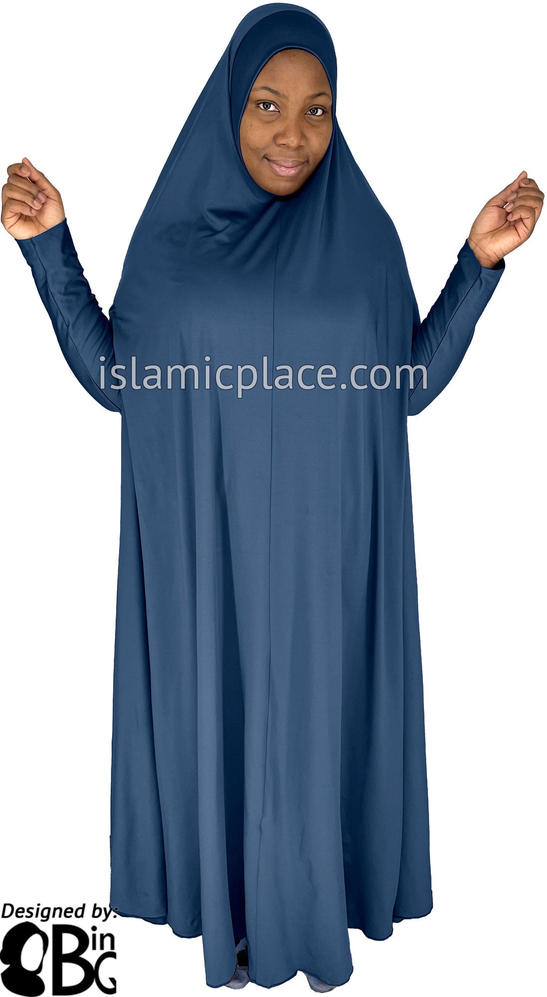 Denim Blue - Plain Overhead Abaya with Cuffs
