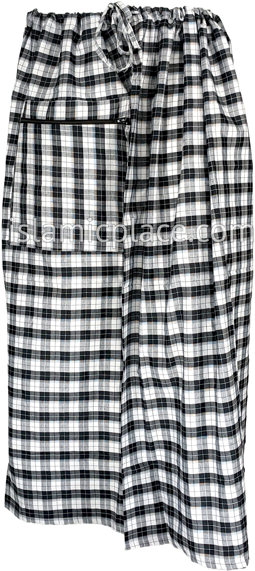 Black, White and Gray Quad - Plaid Design Men Lungi Izar