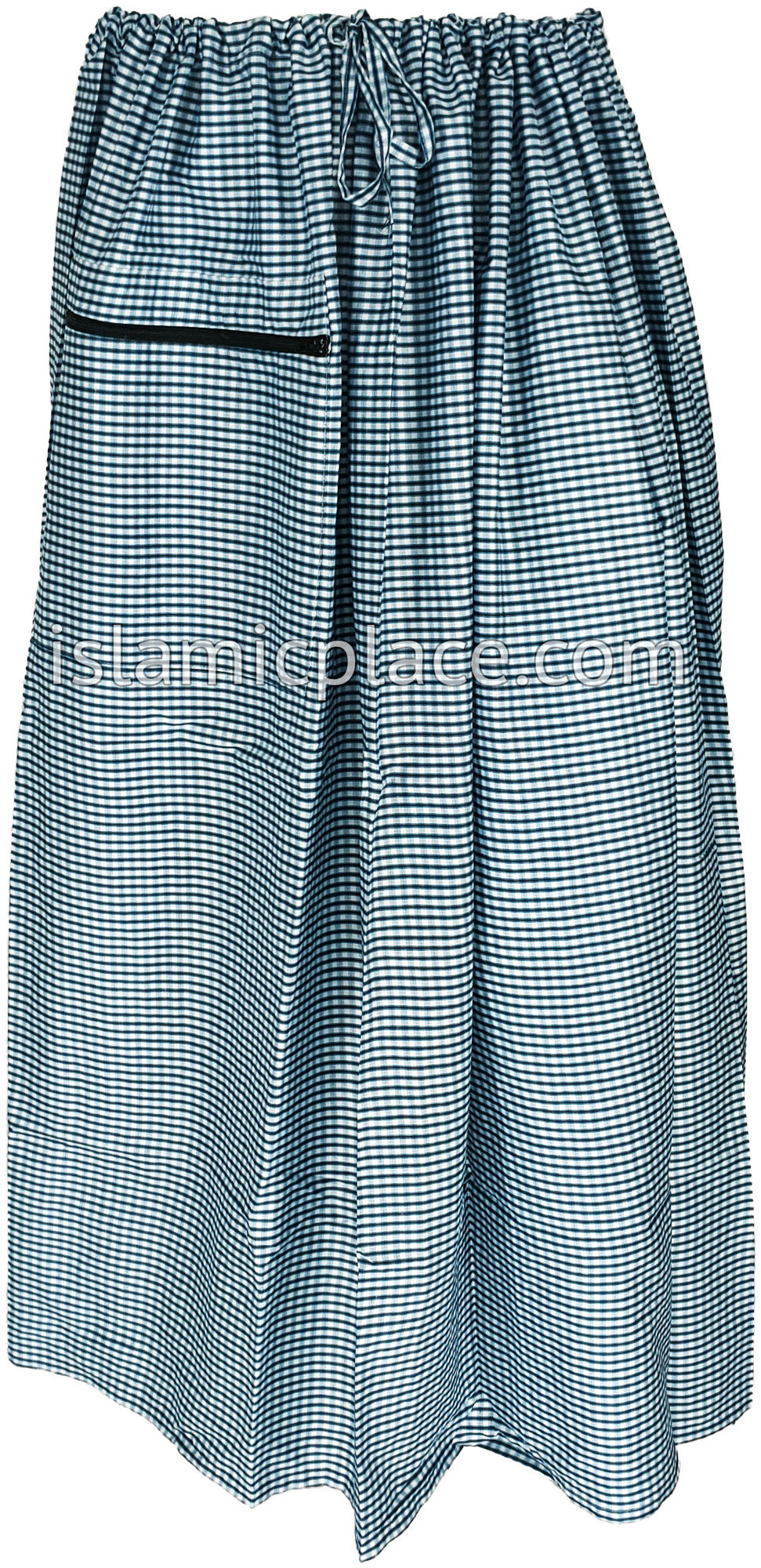 Teal, White and Black - Mini Plaid Design Men Lungi Izar
