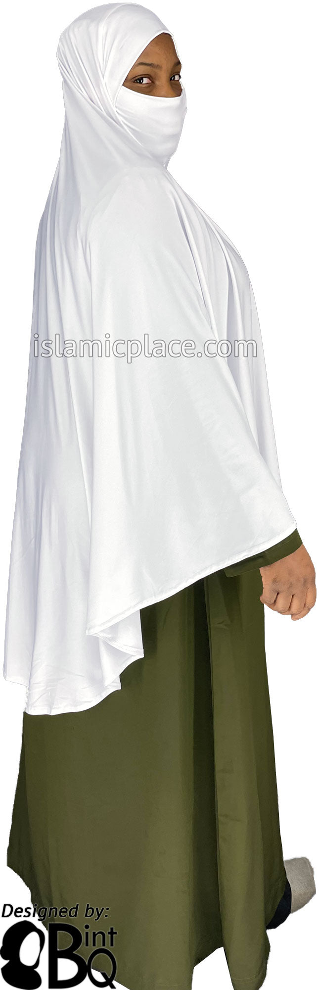 White - Plain Overhead Khimar - Extra Long Knee Length