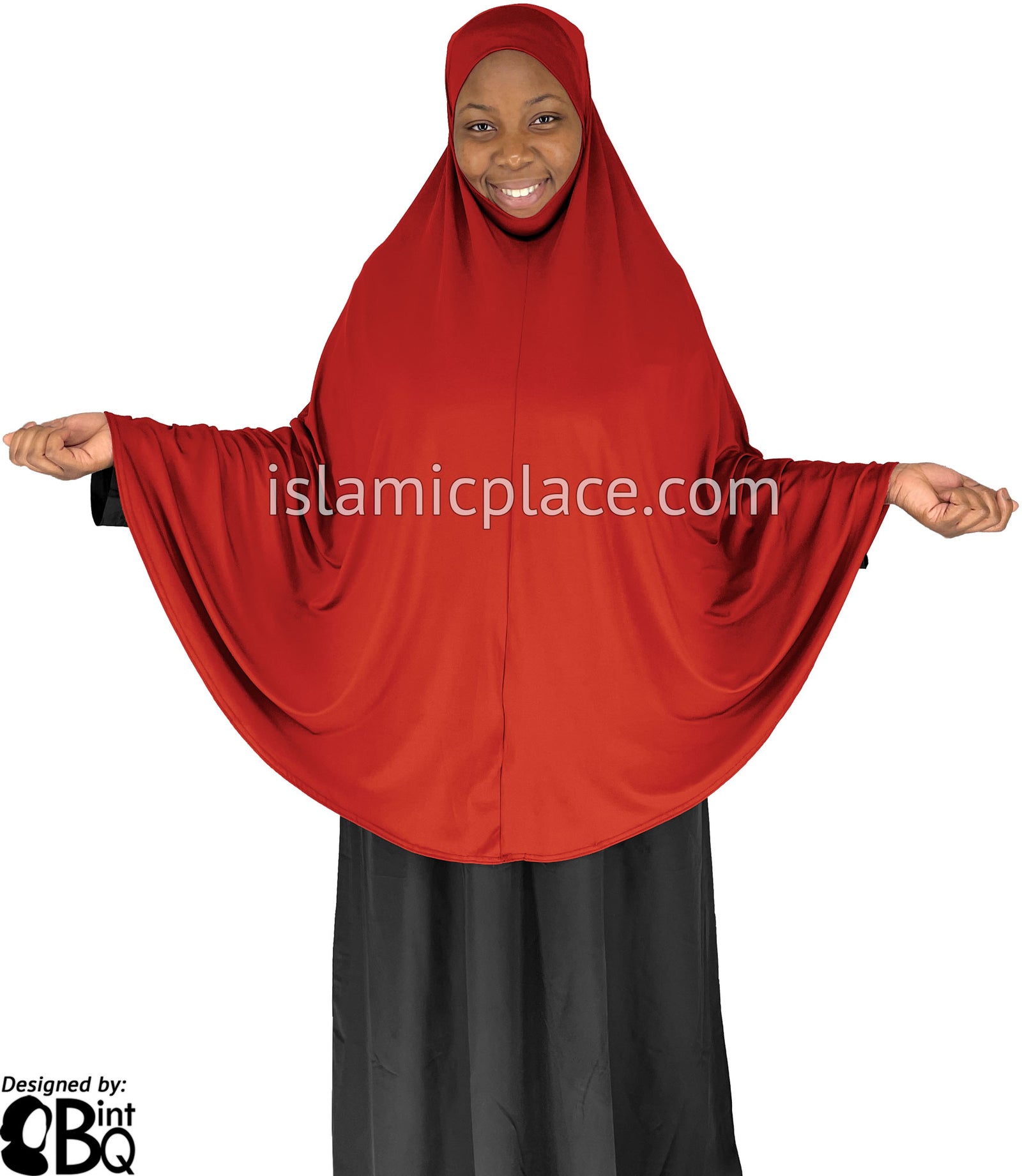 Rust - Plain Overhead Khimar - Extra Long Knee Length