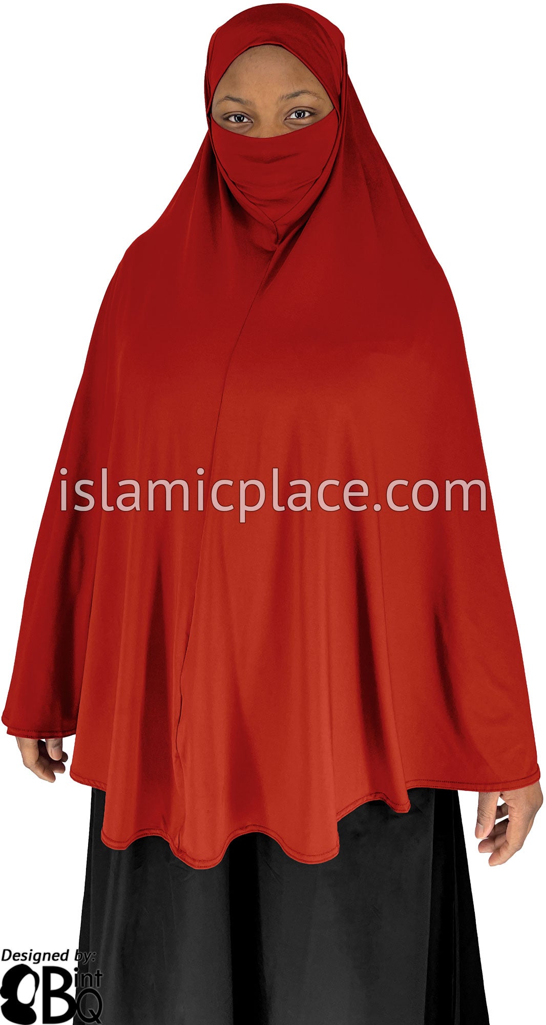 Rust - Plain Overhead Khimar - Extra Long Knee Length